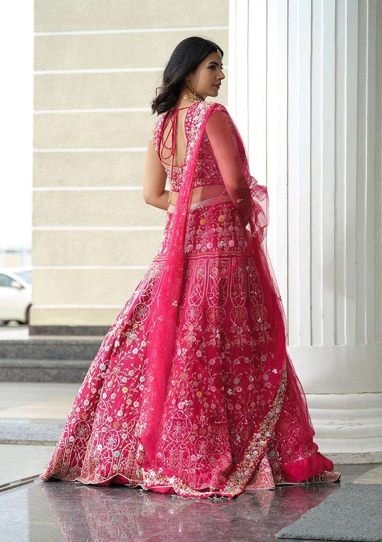 Multicolor Sequins Satin Lehenga Set for Diwali and Festive Wear - Indya