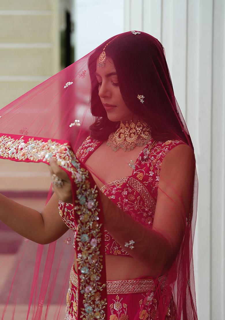 Multicolor Sequins Satin Lehenga Set - Indya