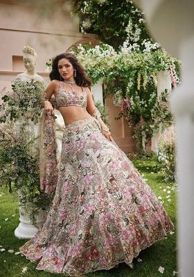 Multicolor Embroidery Georgette Lehenga Set
