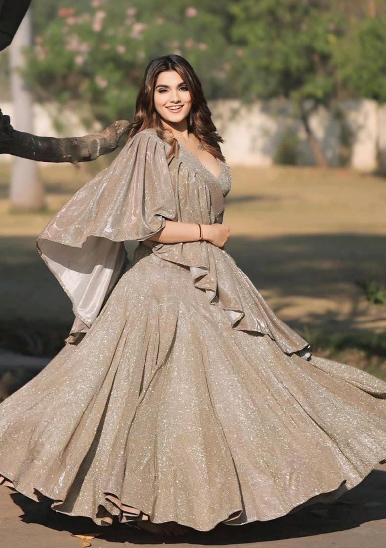 Multicolor Motif Silk Lehenga Set - Indya