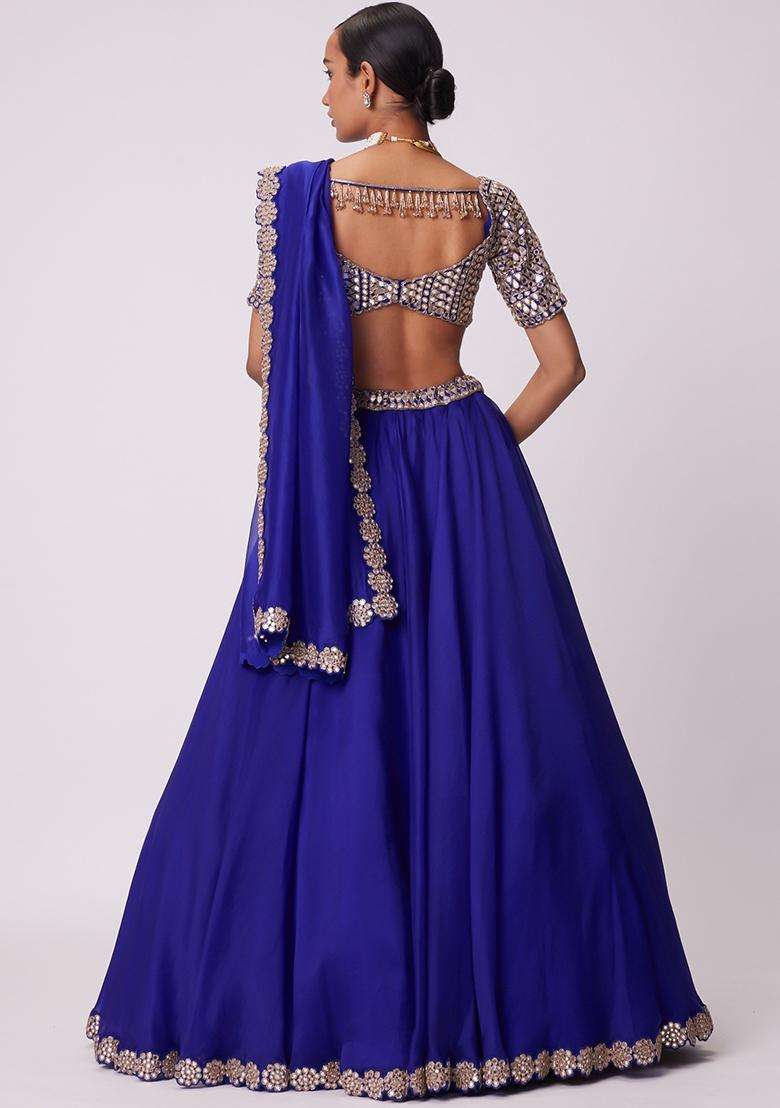 Multicolor Embroidery Georgette Lehenga Set for Diwali and Festive Wear - Indya