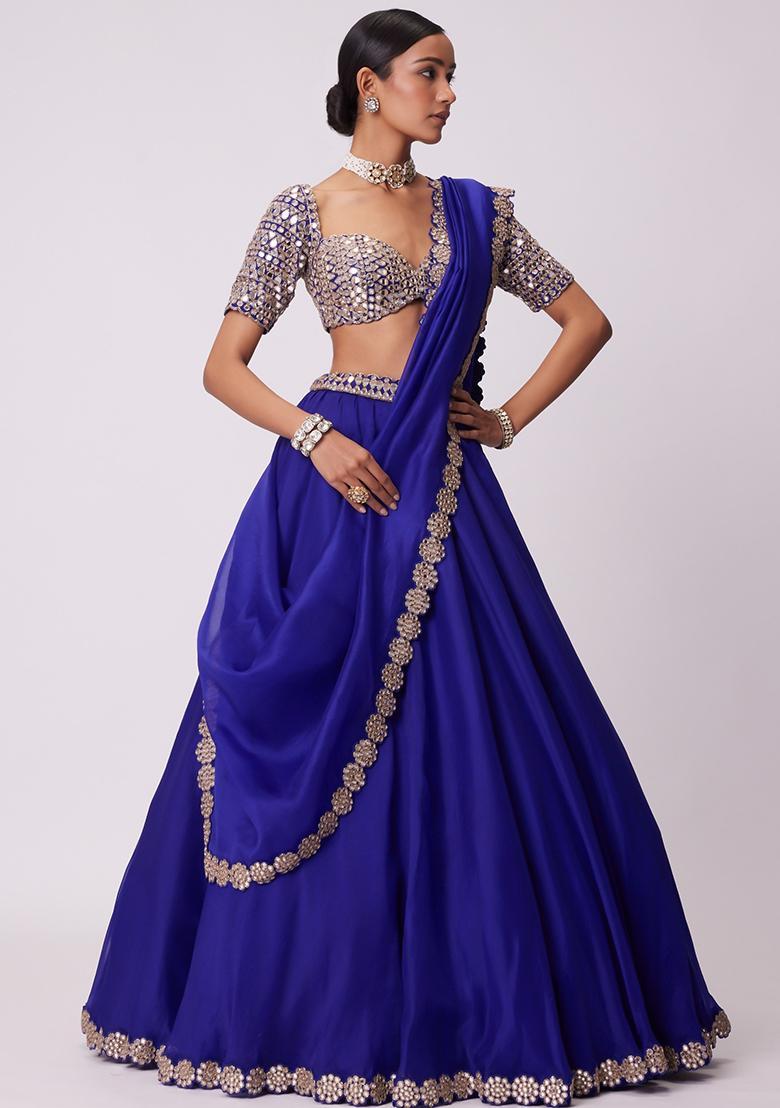 Multicolor Embroidery Georgette Lehenga Set - Indya