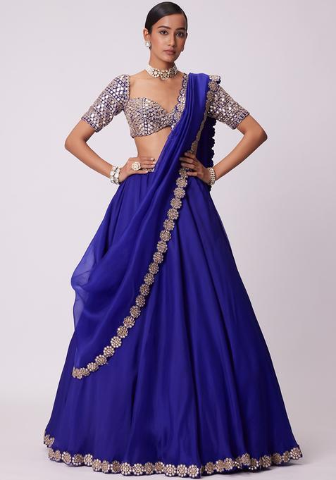 Multicolor Embroidery Georgette Lehenga Set