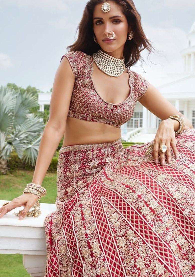 Multicolor Satin Lehenga Set with Embroidery for Diwali | Wedding & Festive Wear - Indya
