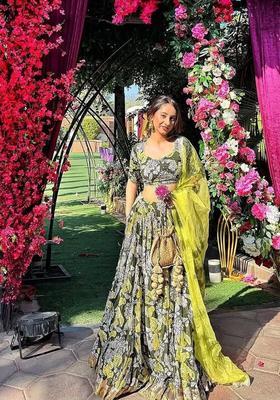 Multicolor Printed Silk Lehenga Set