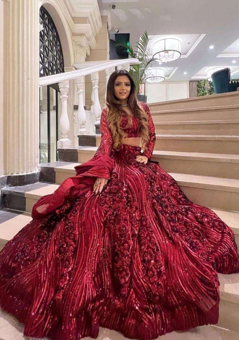 Multicolor Sequins Net Lehenga Set for Diwali and Festive Wear - Indya