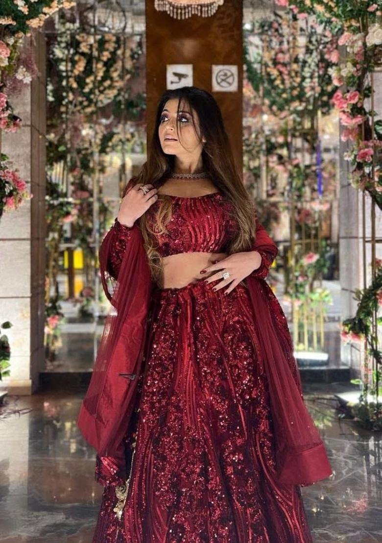 Multicolor Sequins Net Lehenga Set - Indya