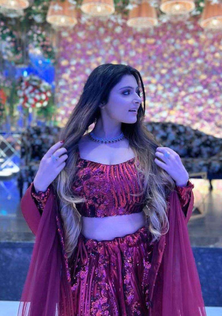 Multicolor Sequins Net Lehenga Set for Diwali and Festive Wear - Indya