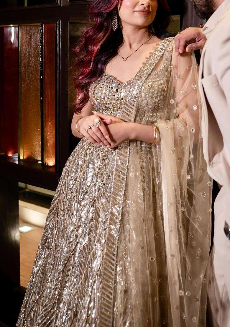 Multicolor Embroidery Silk Blend Lehenga Set for Diwali and Festive Wear - Indya