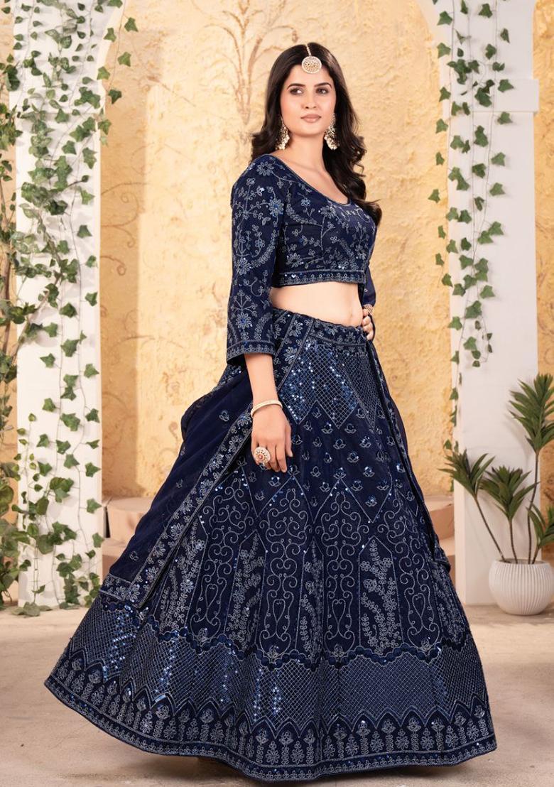 Multicolor Embroidery Georgette Lehenga Set - Indya