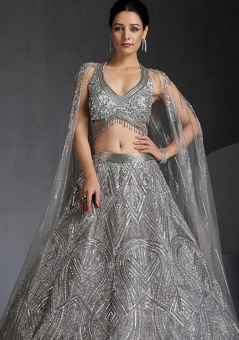 Multicolor Embroidery Georgette Lehenga Set - Indya