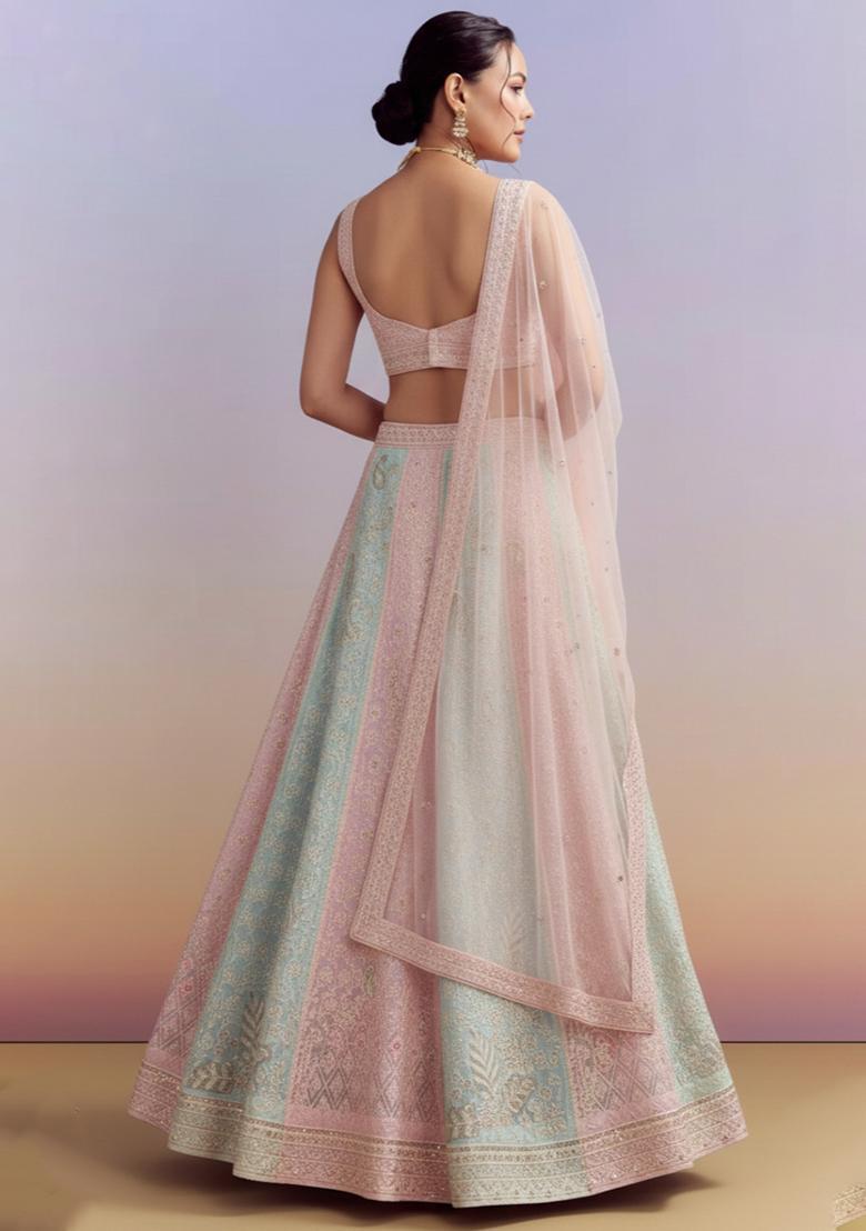 Multicolor Embroidery Georgette Lehenga Set - Indya