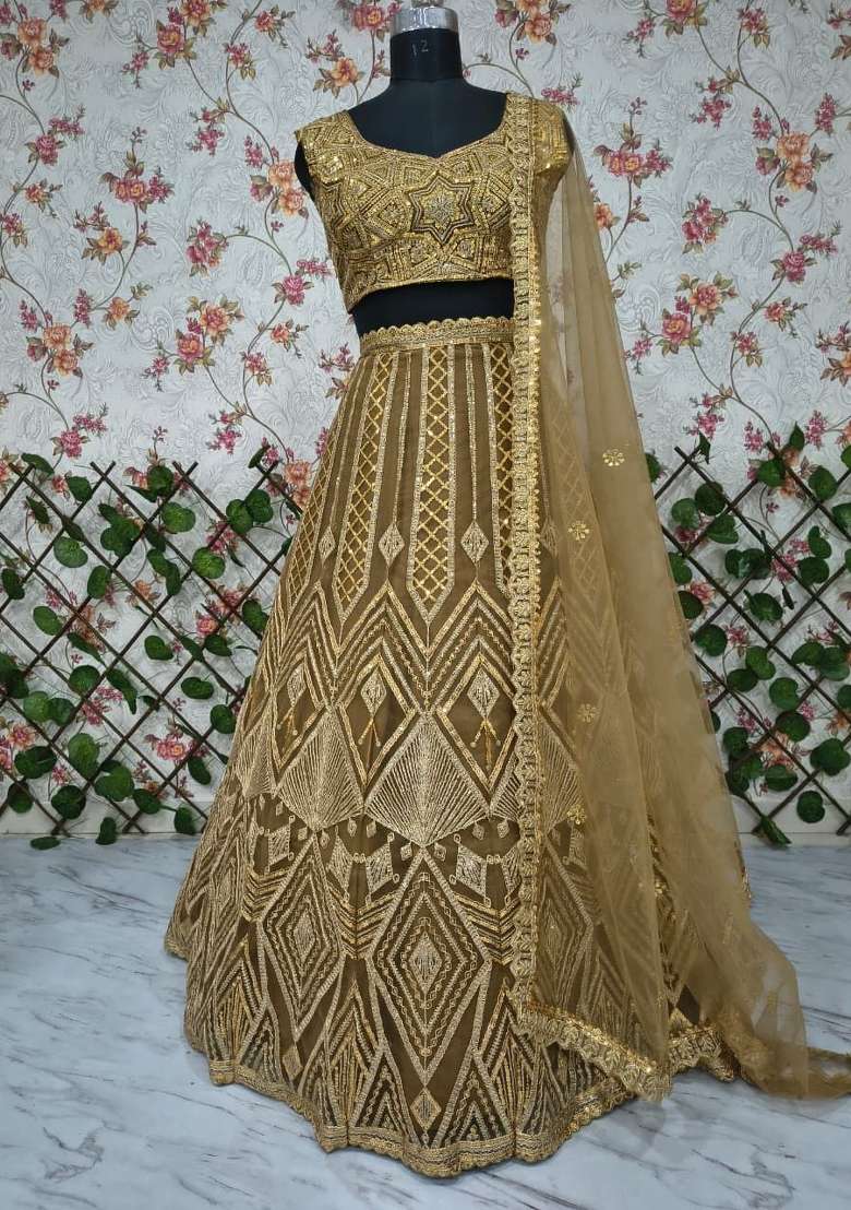 Multicolor Embellished Net Lehenga Set for Diwali and Festive Wear - Indya