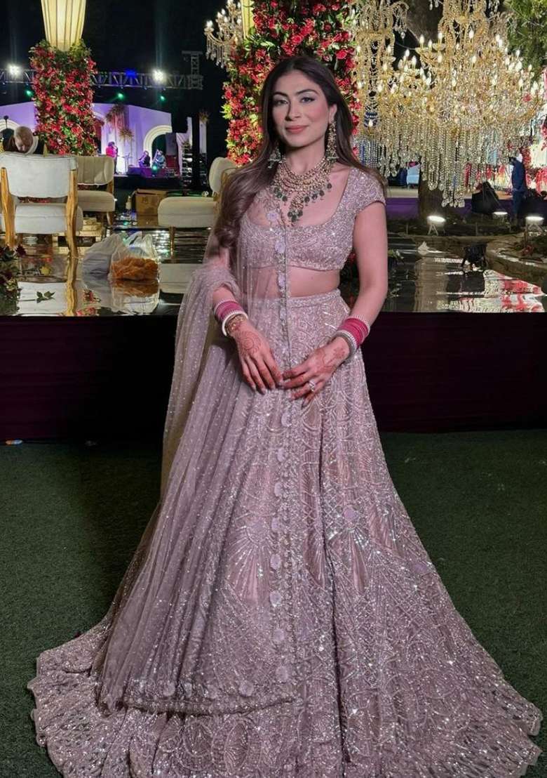 Multicolor Net Lehenga Set with Sequins for Diwali | Wedding & Festive Wear - Indya