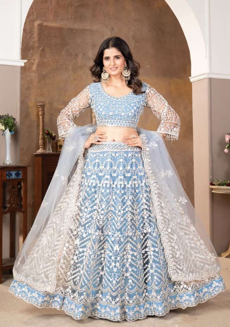 Multicolor Sequins Net Lehenga Set for Diwali and Festive Wear - Indya