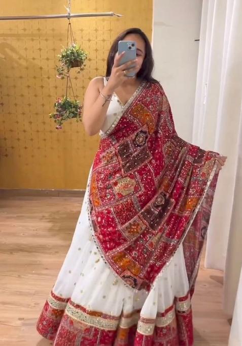 Multicolor Embroidery Georgette Lehenga Set