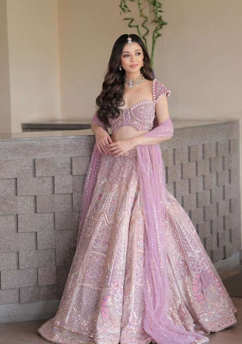 Multicolor Silk Blend Lehenga Set with Embroidery for Diwali | Wedding & Festive Wear - Indya