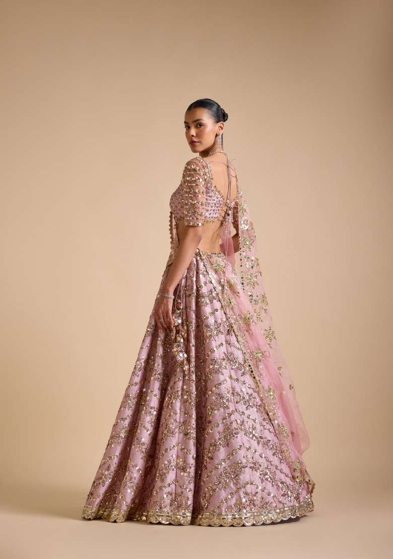 Multicolor Silk Blend Lehenga Set with Sequins for Diwali | Wedding & Festive Wear - Indya