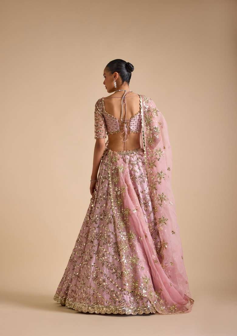 Multicolor Silk Blend Lehenga Set with Sequins for Diwali | Wedding & Festive Wear - Indya