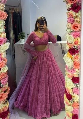 Multicolor Printed Georgette Lehenga Set