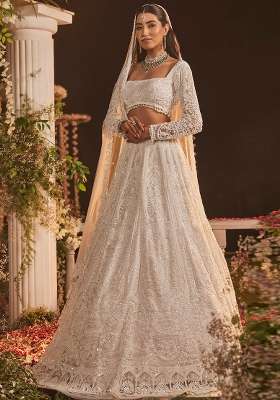 Multicolor Embroidery Net Lehenga Set for Diwali and Festive Wear