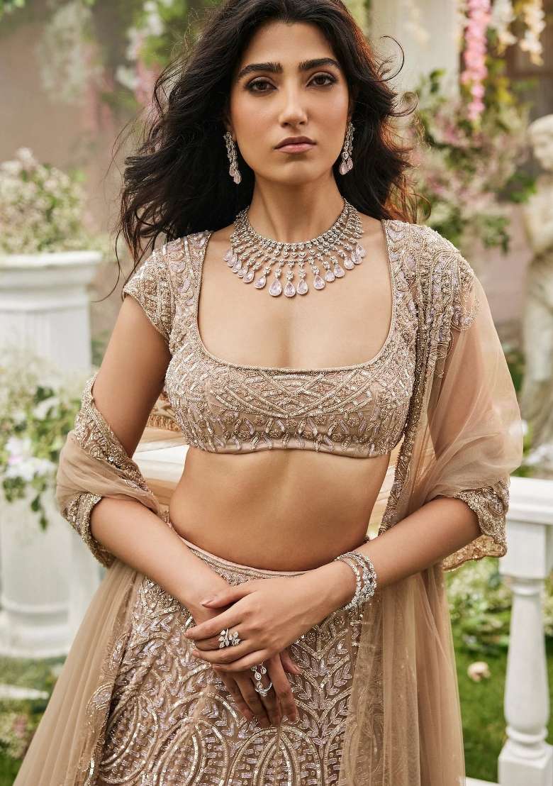 Multicolor Net Lehenga Set with Sequins for Diwali | Wedding & Festive Wear - Indya