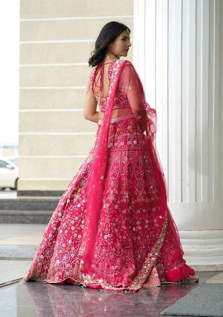 Multicolor Sequins Satin Lehenga Set for Diwali and Festive Wear - Indya