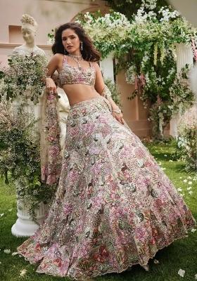 Multicolor Embroidery Georgette Lehenga Set