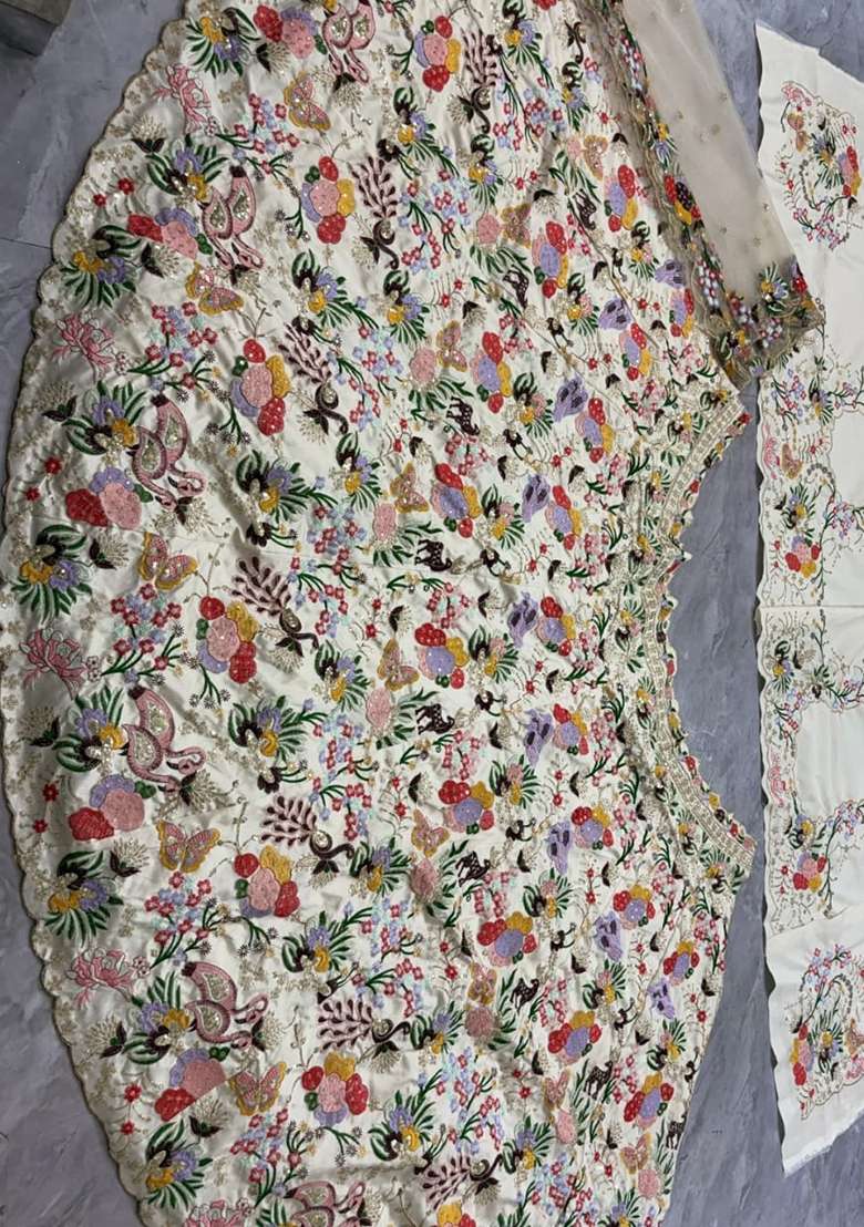 Multicolor Embroidery Georgette Lehenga Set - Indya