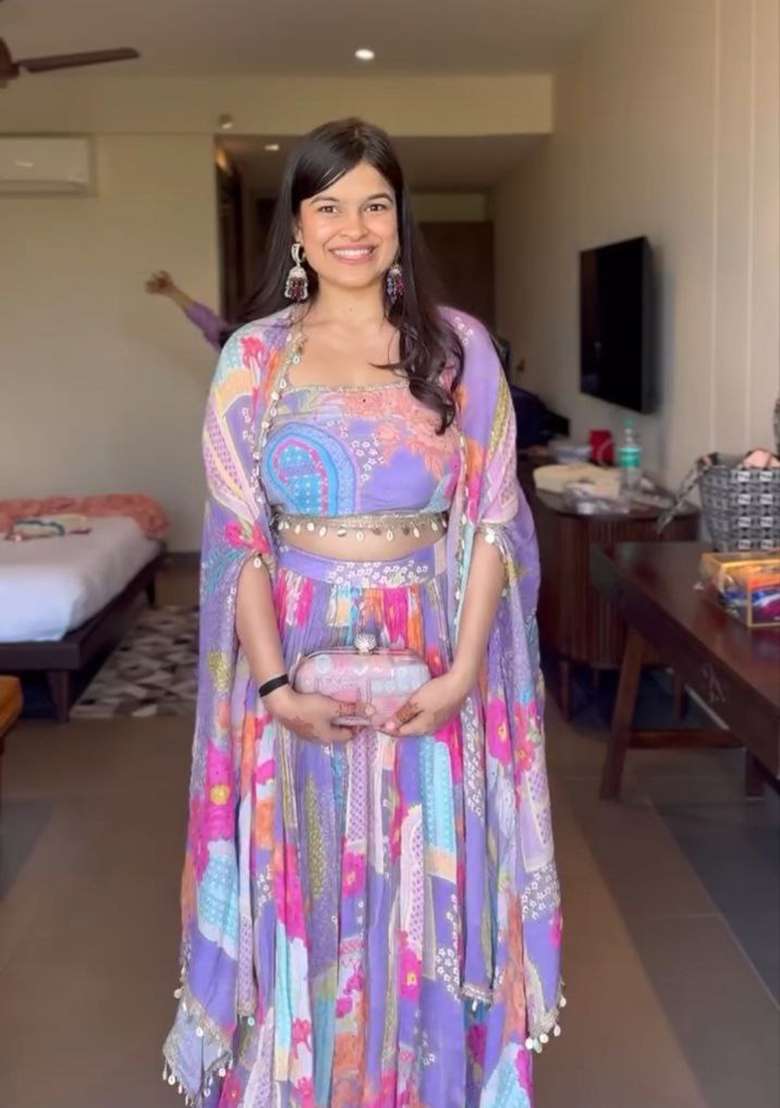 Multicolor Silk Blend Lehenga Set with Printed for Diwali | Wedding & Festive Wear - Indya