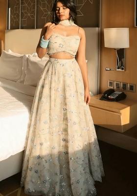 Multicolor Embroidery Silk Blend Lehenga Set