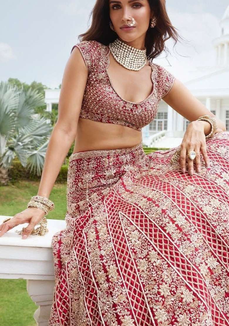 Multicolor Embroidery Satin Lehenga Set for Diwali and Festive Wear - Indya