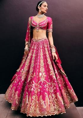Multicolor Embroidery Silk Blend Lehenga Set