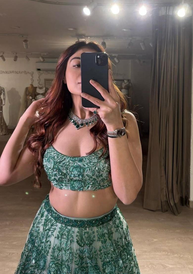 Multicolor Embroidery Georgette Lehenga Set - Indya