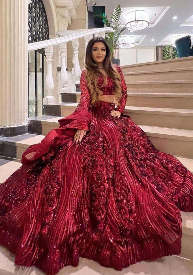 Multicolor Net Lehenga Set with Sequins for Diwali | Wedding & Festive Wear - Indya
