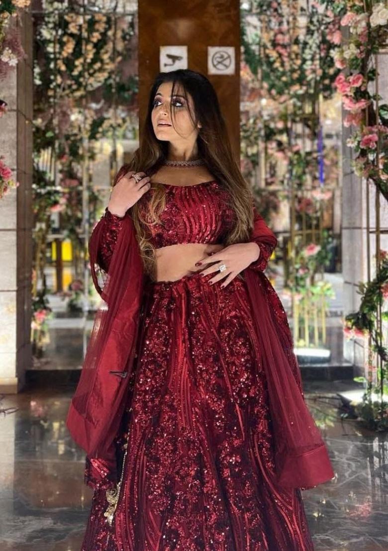 Multicolor Sequins Net Lehenga Set - Indya