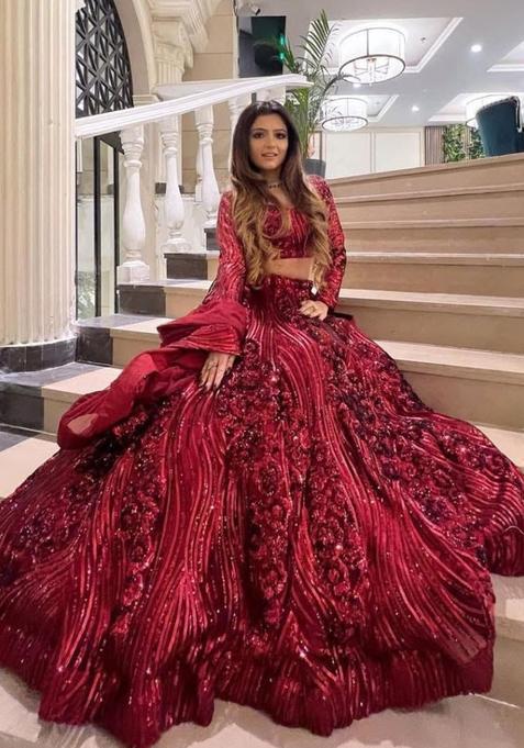 Multicolor Sequins Net Lehenga Set