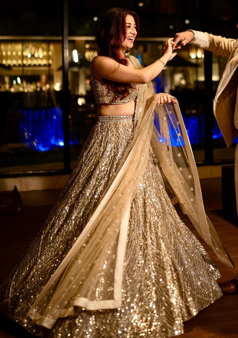 Multicolor Embroidery Silk Lehenga Set - Indya