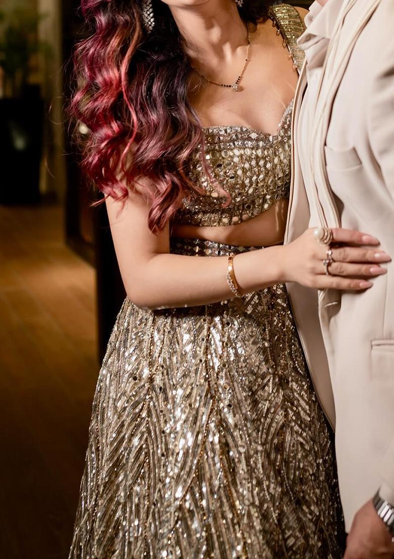 Multicolor Embroidery Silk Lehenga Set - Indya