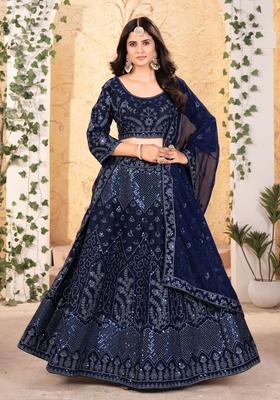 Multicolor Embroidery Georgette Lehenga Set