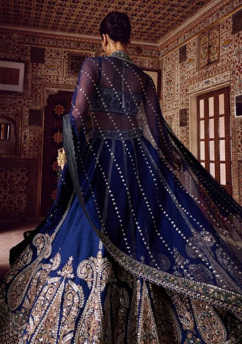 Multicolor Embellished Silk Blend Lehenga Set for Diwali | Wedding & Festive Wear - Indya