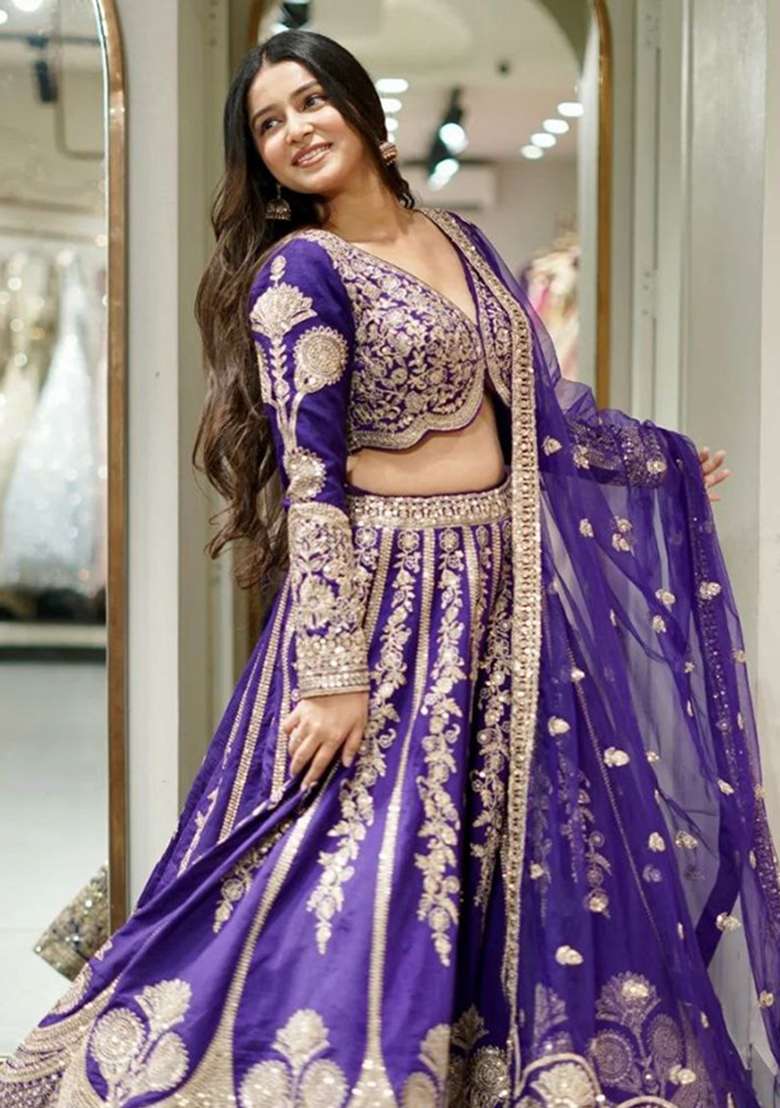 Multicolor Embellished Silk Blend Lehenga Set for Diwali and Festive Wear - Indya