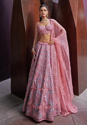 Multicolor Embroidery Silk Lehenga Set