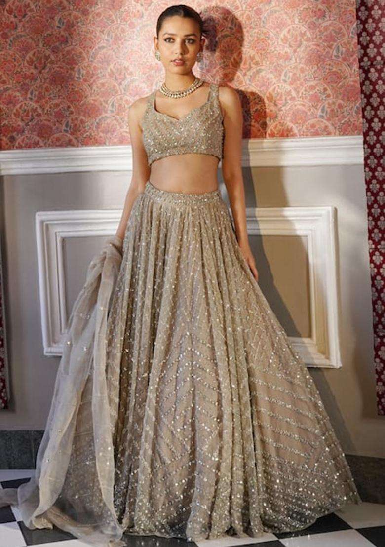 Multicolor Silk Blend Lehenga Set with Embroidery for Diwali | Wedding & Festive Wear - Indya