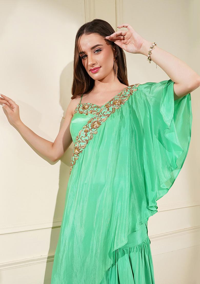 Mustard Gota Patti Silk Lehenga Set - Indya