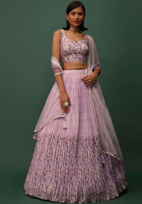 Pink Embroidery Georgette Lehenga Set