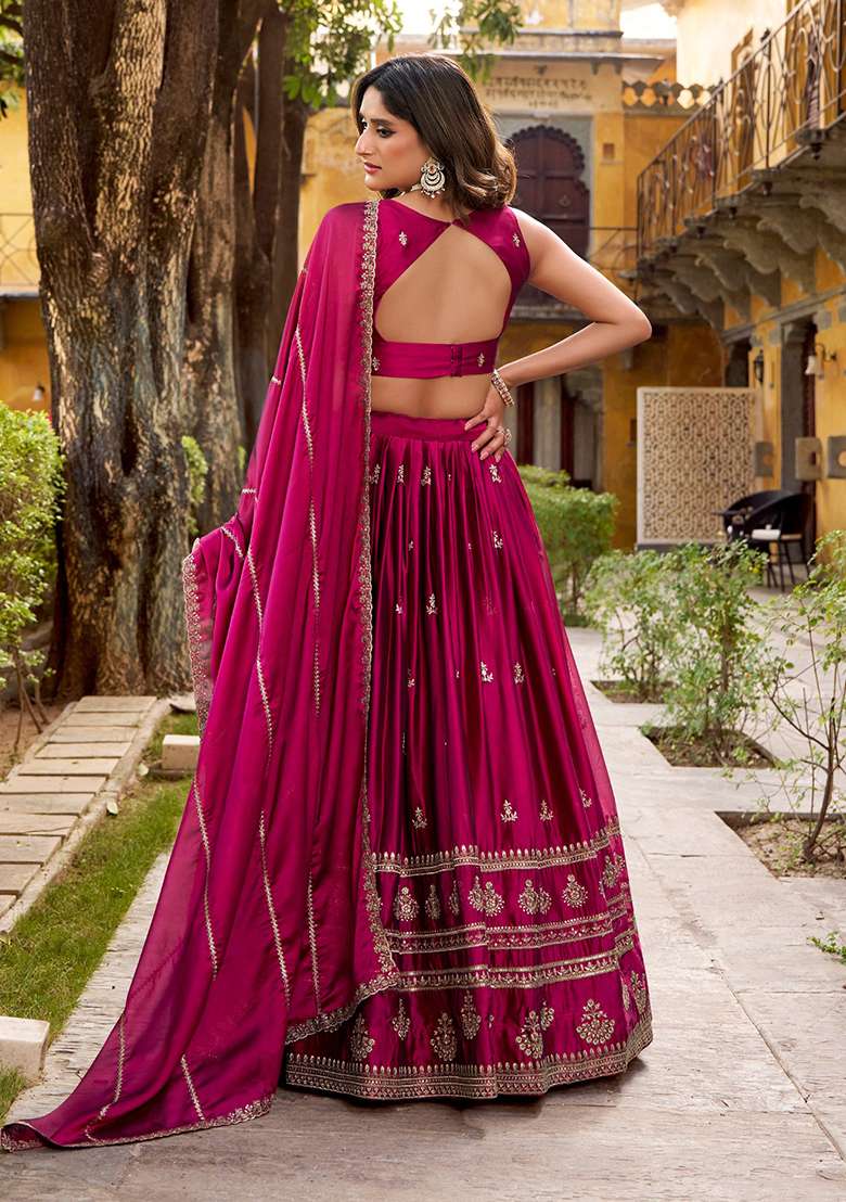 Pink Embroidery Rangoli Lehenga Set for Diwali and Festive Wear - Indya