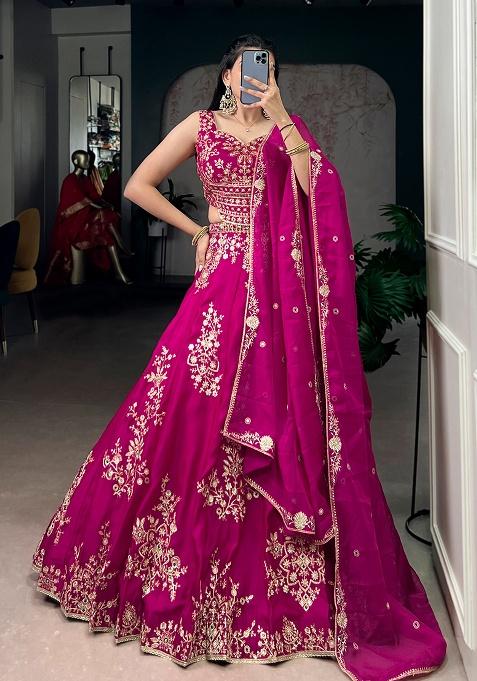 Pink Embroidery Naysha Lehenga Set