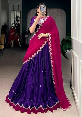 Purple Embroidery Naysha Lehenga Set