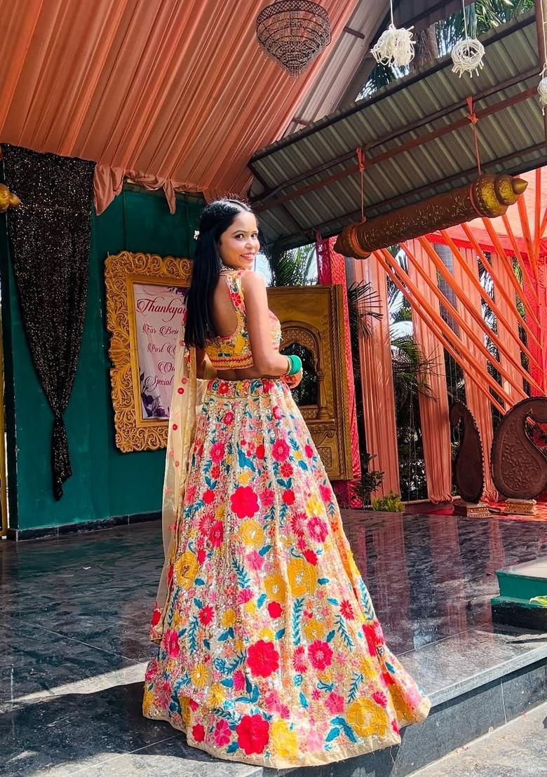 Chiku Embroidery Georgette Lehenga Set - Indya